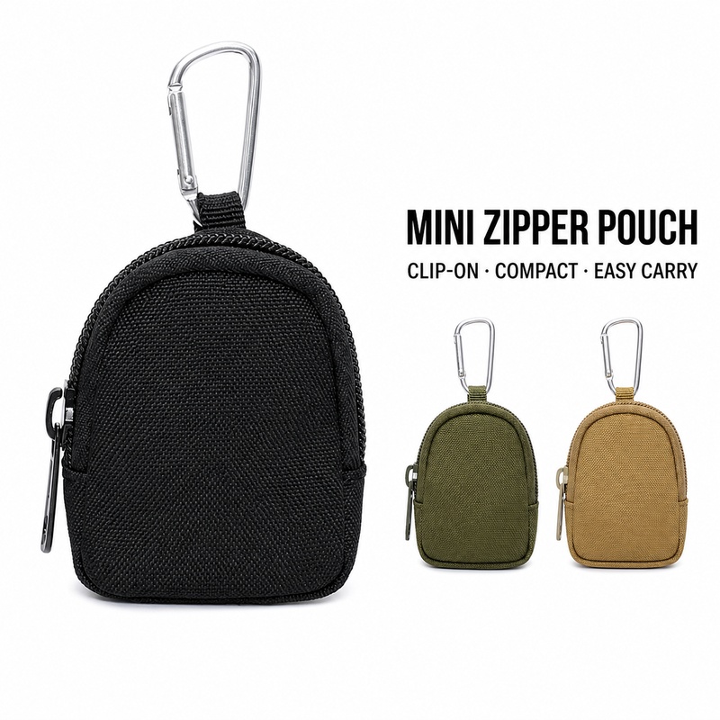 Mini Zipper Key Coin Pouch wit - Edc Carry Coins ulasan dan harga