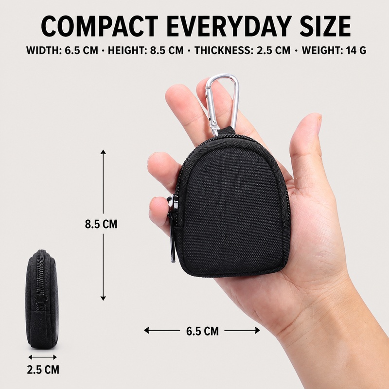 Mini Zipper Key Coin Pouch wit - Edc Carry Coins ulasan dan harga