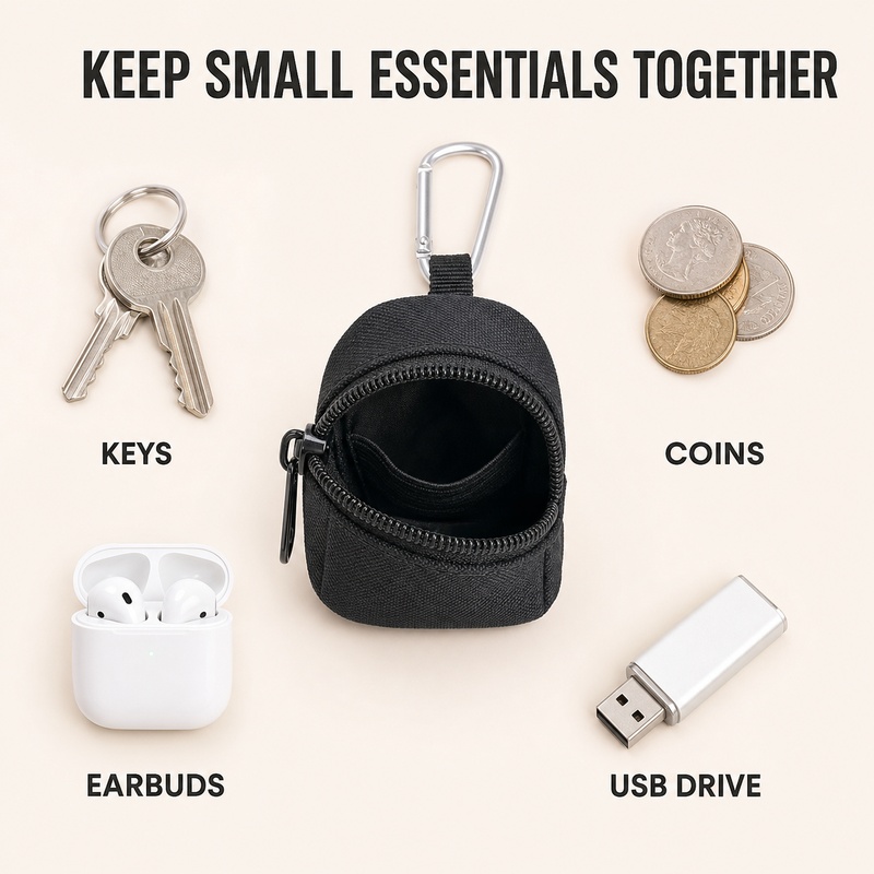 Mini Zipper Key Coin Pouch wit - Edc Carry Coins ulasan dan harga